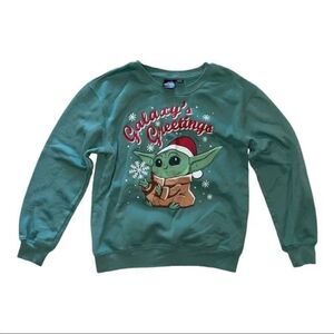 Star Wars Baby Yoda Christmas Sweater in Green Size L